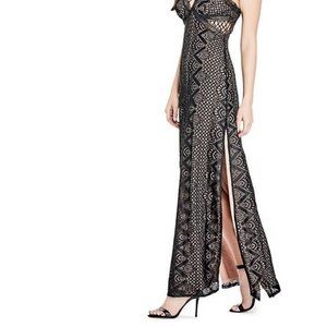 Black Lace Deep V Gown